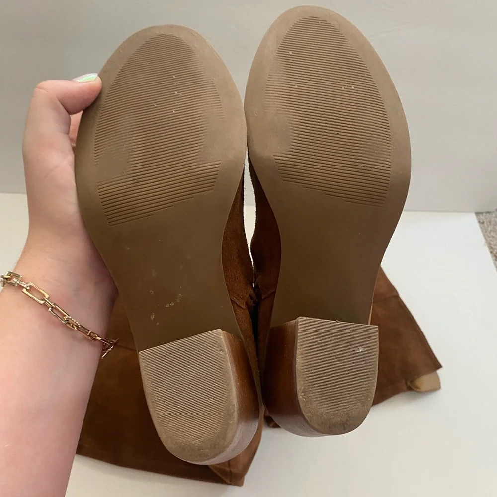 Steve Madden Eternul Chestnut Suede Leather Over the Knee Block Heel Boots